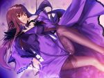  blbc2 cleavage dress fate/grand_order pantyhose scathach_(fate/grand_order) see_through skirt_lift 