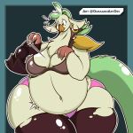  1:1 anthro avian big_breasts bird breasts captain_celaeno_(mlp) clothing duragon embarrassed female hi_res legwear overweight overweight_female parrot solo thick_thighs torn_clothing wide_hips 
