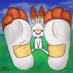  1:1 feet foot_focus hi_res hyper hyper_feet nintendo paws pok&eacute;mon pok&eacute;mon_(species) scorbunny spookyclam video_games 