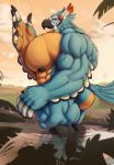  abs absurd_res anthro avian biceps big_muscles big_pecs breath_of_the_wild butt croconut feathers hi_res huge_muscles hyper hyper_muscles kass_(tloz) male muscular muscular_male neonavis nintendo nipples nude outside pecs rito solo the_legend_of_zelda veiny_muscles video_games 