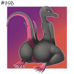  1:1 anthro big_butt butt female hi_res looking_at_viewer looking_back nintendo pok&eacute;mon pok&eacute;mon_(species) pussy reallydarkandwindie rear_view reptile salazzle scalie simple_background solo video_games 