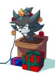  2013 anthro black_body black_fur blue_body blue_fur christmas christmas_lights eulipotyphlan fur gift hedgehog holidays male mammal mephiles_the_dark root8beat simple_background solo sonic_the_hedgehog_(series) star white_background 