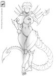  2015 absurd_res alien alien_(franchise) big_breasts biped breasts covering covering_breasts curvy_figure female hi_res multi_limb not_furry solo standing traditional_media_(artwork) voluptuous walter_sache xenomorph 