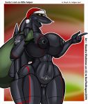  2019 abstract_background aircraft aircraft_humanoid airplane anthro areola bag bell big_breasts black_sclera border breasts christmas clothing conditional_dnp english_text female gesture hat headgear headwear hi_res holding_object holidays huge_breasts jet living_aircraft living_machine machine mostly_nude navel nipples open_mouth open_smile outline pointing pussy renthedragon santa_hat shandra_(renthedragon) smile solo text white_border white_outline wings yellow_eyes 