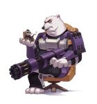  2017 anthro armor bastion_(overwatch) blizzard_entertainment cigarette clothed clothing cosplay crossover crossover_cosplay disney duo eulipotyphlan fully_clothed fur hi_res holding_gun holding_object holding_weapon koslov mammal mr._big overwatch polar_bear shrew simple_background sitting ursid ursine video_games weapon white_background white_body white_fur zootopia 杯具螺旋丸 