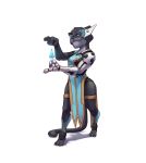  2017 anthro black_body black_fur blizzard_entertainment clothed clothing cosplay felid fully_clothed fur headgear hi_res jaguar mammal overwatch pantherine simple_background solo standing symmetra_(overwatch) video_games white_background 杯具螺旋丸 