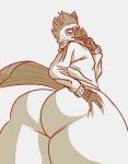  2019 aliasing anthro avian big_butt bird butt digital_media_(artwork) glomin_(tenofclubs) gryphon low-angle_view male mammal sephaloid solo thick_thighs wide_hips 