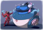  absurd_res animate_inanimate armor big_breasts blueberry_(disambiguation) blueberry_inflation breasts clothing daikanu digital_media_(artwork) female hi_res inflatable knight lagomorph leporid living_inflatable mammal pool_toy rabbit rubber ruby_inflatiknight simple_background spherical transformation warrior 