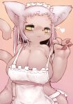  &lt;3 2019 apron blush breasts clothing felid feline female front_view fur hair hi_res looking_at_viewer mammal nipple_outline pawpads solo tenyati yellow_eyes 