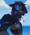  anthro berruchan big_breasts breasts butt clothing feathered_wings feathers female hybrid mammal thong underwear wet wings 