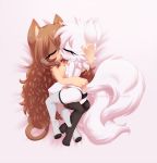  2016 2_tails anthro bed big_breasts blush breast_squish breasts breasts_frottage brown_hair canid canine cat_tail chise clothed clothing cuddling domestic_cat duo fan_character felid feline felis female female/female fishnet fishnet_legwear fluffy fluffy_hair fluffy_tail fox fox_tail french_kissing fur furniture hair hi_res kissing leggings legwear lingerie lying mammal multi_tail on_bed panties re-sublimity-kun skimpy sonic_the_hedgehog_(series) squish stockings thigh_highs thong tongue underwear video_games white_body white_fur 