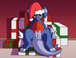  anus blush christmas clothing female feral gabite gift hat headgear headwear holidays nintendo nulloffset pok&eacute;mon pok&eacute;mon_(species) presenting pussy solo tongue video_games 