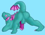  altenusy anthro anus balls butt claws digital_media_(artwork) dragon erection eyes_closed hi_res male nude penis presenting presenting_anus raised_tail shovel_knight simple_background solo video_games 