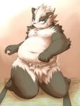  2012 anthro belly black_body black_fur blush fur giant_panda hi_res humanoid_hands male mammal mitei moobs navel nipples overweight overweight_male solo ursid white_body white_fur 