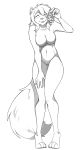  2019 anthro breasts canid canine featureless_breasts featureless_crotch female hair hi_res knight_dd looking_at_viewer mammal nude smile solo white_hair 