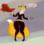  anthro canid canine claudette_dupri clothed clothing female fox hair leather_suit looney_tunes mammal red_hair solo surprise video_games wabbit warner_brothers wide_hips wig yamibanner 