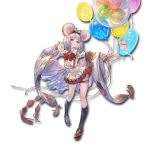  animal_ears balloon balloon_animal breasts crop_top granblue_fantasy headband japanese_clothes kimono kneehighs loafers long_sleeves minaba_hideo miniskirt mouse_ears official_art red_eyes shoes silver_hair skirt small_breasts stuffed_animal stuffed_toy vikala_(granblue_fantasy) 