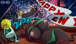  anthro arthropod big_breasts bra breasts changeling clothing empressbridle eyewear female fireworks my_little_pony panties sunglasses tongue tongue_out underwear 