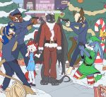  alien anthro christmas cub dragon fuf garret_mvahd_(oc) gun hi_res holidays hybrid lagomorph mammal police ranged_weapon silly suid suina sus_(pig) weapon wild_boar ych_(character) young 