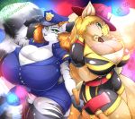  axe big_breasts breasts cleavage clothed clothing duo felid firefighter halloween holidays huge_breasts leonkatlovre machairodontine mammal melee_weapon pantherine police_officer tiger weapon 