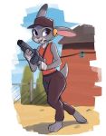  2019 anthro barefoot bottomwear buckteeth clothed clothing crossover dipstick_ears disney enginetrap female fence gun hand_wraps hat headgear headphones headset headwear holding_gun holding_object holding_shotgun holding_weapon judy_hopps lagomorph leporid looking_at_viewer mammal multicolored_ears open_mouth open_smile outside pants purple_eyes rabbit ranged_weapon scout_(team_fortress_2) shirt shotgun smile solo tank_top team_fortress_2 teeth topwear tree valve video_games walking weapon wraps zootopia 