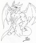  animal_genitalia barbed_penis digimon digimon_(species) erection exveemon genital_slit knot looking_at_viewer male muscular penis slit solo wings zodim87 