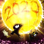  1:1 2020 absurd_res explosion fire fireball fireworks headphones hi_res holidays jumping monstercat scared 