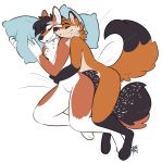  bed black-backed_jackal canid canine canis conditional_dnp cuddling duo fox fur furniture happy hug jack-jackal_(character) jackal male male/male mammal pillow raised_tail romantic_ambiance sam-fox_(character) smile sorimori spooning 