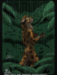  anthro eyes_closed felid fur kjbat leopard male mammal nude pantherine raining smile solo whiskers yellow_body yellow_fur 