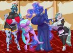  2020 absurd_res anthro big_breasts blues64 blush breasts clothed clothing dragon equid equine female friendship_is_magic grin group hi_res horn huge_breasts legwear mammal marauder6272 marble_pie_(mlp) my_little_pony nipple_outline princess_ember_(mlp) princess_luna_(mlp) queen_chrysalis_(mlp) smile winged_unicorn wings 
