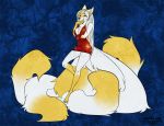  2019 4_toes 5_fingers alishka anthro canid canine clothed clothing digital_media_(artwork) female fingers fox fur hair mammal solo toes white_body white_fur white_hair yellow_body yellow_fur 