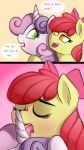  anon_1515 apple_bloom_(mlp) comic dialogue duo equid female female/female feral friendship_is_magic horn horn_lick mammal my_little_pony sweetie_belle_(mlp) unicorn young 