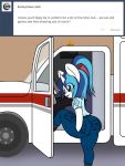  ambulance anthro ask_bottom_armor big_butt blep butt equid friendship_is_magic horn lefthighkick looking_back mammal my_little_pony shining_armor_(mlp) thick_thighs tongue tongue_out unicorn 