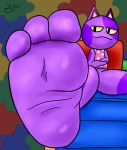  animal_crossing bob_(animal_crossing) domestic_cat feet felid feline felis foot_focus fur male mammal nintendo paws purple_body purple_fur spookyclam video_games 