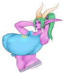  abs big_breasts blizzard_entertainment breasts elf female green_hair hair horn horned_humanoid huge_breasts humanoid humanoid_pointy_ears mammal midriff night_elf nipple_outline not_furry solo sundown_(artist) video_games warcraft ysera 
