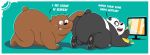  2020 anthro balls black_body black_fur black_nose blush bodily_fluids brown_body brown_fur butt cartoon_network digitslayer drooling duo english_text fur giant_panda grizzly_(wbb) male male/male mammal panda_(wbb) saliva slightly_chubby television text ursid we_bare_bears white_body white_fur 