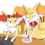  &lt;3 1:1 2018 3_fingers ambiguous_gender anthro bell black_body black_fur blush braixen cake canid canine chair computer computer_mouse cute_fangs dessert digital_media_(artwork) dipstick_tail duo eyebrows eyelashes eyes_closed eyewear eyewear_on_head fan_character fangs female fingers food fortuna_(unknownlifeform) fur furniture glasses glasses_on_head glistening glistening_eyes happy heart_nose hi_res inner_ear_fluff jingle_bell karin_(katsurokurosaki) keyboard mammal multicolored_tail neck_bow nintendo open_mouth orange_body orange_fur orange_nose plate pok&eacute;mon pok&eacute;mon_(species) red_eyes signature simple_background sitting standing stick sunglasses sunglasses_on_head table tuft unknownlifeform video_games white_background white_body white_fur yellow_body yellow_fur 