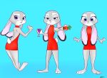  2016 anthro bare_back blue_background clothing disney dress female flat_chested hi_res holding_object judy_hopps lagomorph leporid long_ears looking_at_viewer looking_back mammal multiple_poses open_mouth open_smile pose purple_eyes rabbit rear_view simple_background smile solo standing sweater swetpot topwear virgin_killer_sweater zootopia 