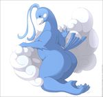  altaria anthro avian beak bird blue_feathers breasts butt chubby edgarcorona female javanshir looking_at_viewer looking_back nintendo nude overweight plain_background pok&#233;mon pok&#233;morph pokemon side_boob solo video_games white_background 