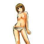  bad_id bad_pixiv_id blonde_hair blue_eyes breasts gaihan_umeboshi_mitchell hair_ornament hairclip lowres lyrical_nanoha mahou_shoujo_lyrical_nanoha mahou_shoujo_lyrical_nanoha_a's mahou_shoujo_lyrical_nanoha_strikers panties short_hair sketch small_breasts solo topless underwear white_panties x_hair_ornament yagami_hayate 