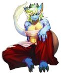  anthro big_breasts breasts campfire_(character) chest_wraps claws cleavage clothed clothing digital_media_(artwork) dragon female green_eyes green_hair hair horn looking_at_viewer multicolored_hair non-mammal_breasts open_mouth pgm300 sharp_teeth teeth wraps 