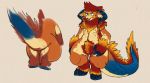  blep chest_tuft digitigrade eu_the_hero hooves horn kaiju kiki-uma male model_sheet monster simple_background super_form tan_background tenteraten thick_tail tongue tongue_out tuft 