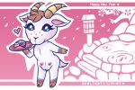  &lt;3 2020 animal_crossing anthro areola big_eyes blush bovid brown_hair brown_horn caprine chevre_(animal_crossing) eyelashes female fluffy fluffy_tail fortune_cookie freckles fur gloves_(marking) goat hair horn looking_at_viewer mammal markings multicolored_horn nintendo nipples nude patohoro pink_areola pink_nipples plate pussy short_hair short_stack short_tail solo teats text thick_thighs two_tone_horn video_games white_body white_fur yellow_horn 