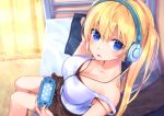 bed game_console headphones hoshino_yura original 