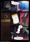  2017 anthro barefoot biped canid canine cellphone clothed clothing comic detailed_background dialogue digital_media_(artwork) dipstick_tail disney door english_text fox fur hi_res inside male mammal multicolored_tail nick_wilde orange_body orange_fur pawpads phone robcivecat sitting solo speech_bubble text window zootopia 
