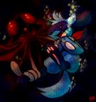  2012 absurd_res ambiguous_gender asphyxiation bubble canid canine cnidarian digital_media_(artwork) drowning duo haychel hi_res leon_(haychel) mammal marine nintendo open_mouth pok&eacute;mon pok&eacute;mon_(species) red_eyes riolu tentacles tentacruel underwater video_games water 