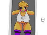  anthro blush breasts female five_nights_at_freddy&#039;s five_nights_at_freddy&#039;s_2 humanoid machine mrbroomstic_(artist) simple_background solo toy_chica_(fnaf) video_games 