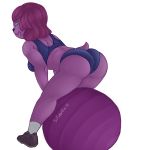  big_breasts big_butt breasts butt exercise_ball granbull hair muscular nintendo pok&eacute;mon pok&eacute;mon_(species) presenting purple_hair silverfox12 video_games 