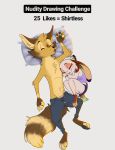  2019 anthro bird&#039;s-eye_view brown_body brown_fur canid canine clothed clothing duo english_text eyes_closed fox fur grey_background head_tuft high-angle_view lagomorph leporid lying mammal on_back open_mouth pillow rabbit ribbontail_(character) shirt simple_background sleeping tank_top text topless topwear tuft vulpesvant vulpesvant_(character) white_body white_fur 