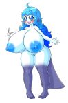  ahoge alyrise anthro anthrofied big_breasts blue_eyes blue_hair blue_nipples blue_pussy blush breasts celeste_(basketgardevoir) female freckles hair huge_breasts hyper hyper_breasts long_hair mammal nintendo nipples nude open_mouth oshawott pok&eacute;mon pok&eacute;mon_(species) pok&eacute;morph pussy simple_background smile solo stockings_(marking) video_games white_background white_body 